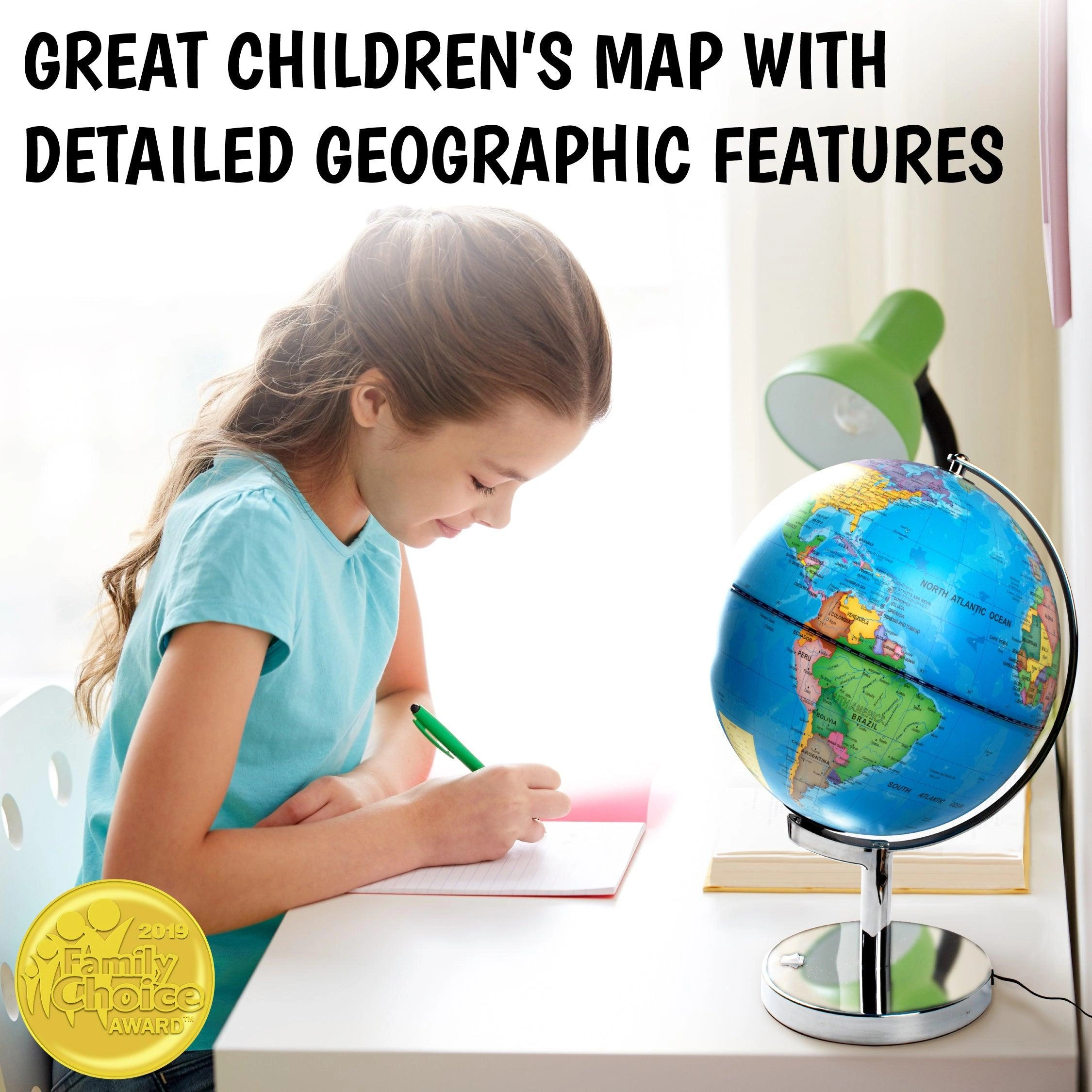 USA Toyz Illuminated Globe for Kids Learning - 9 Diameter